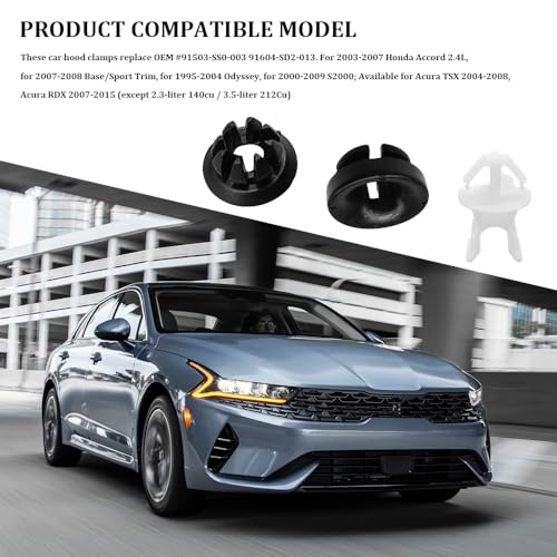 3PCS Hood Prop Rod Clip, Car Hood Support Prop Rod Holder Clips, 91503-SS0-003 Hood Rod Grommet Clamp, Vehicle Engine Hood Stay Retainer Clips Replacement for Honda Accord Odyssey