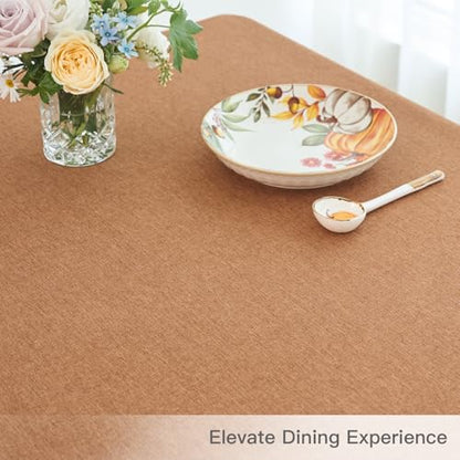 maxmill Slubby Textured Rectangular Tablecloth Water Resistance Antiwrinkle Spillproof Washable Dining Linen Table Cloth for Fall Harvest Thanksgiving Parties Holiday Dinners, 60 x 108 Inch, Amber - color: Amber, size: 108" x 60" (Rectangular)