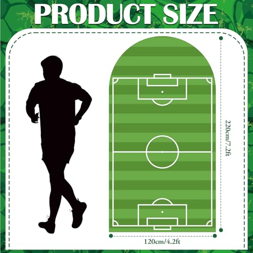 VitalCozy 7.2ft Soccer Field Birthday Party Arch Backdrop Cover Soccer Photography Backdrops Spandex Fitted Arch Stand Covers for Rugby Balloons Birthday Parties - style: Soccer