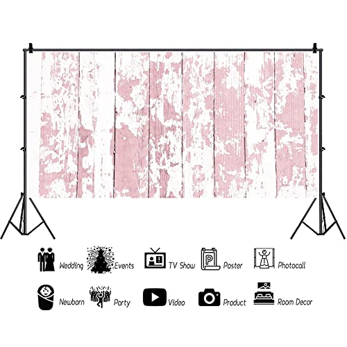 AOFOTO 15x8ft Grunge Faded Pink Wooden Plank Photography Background Rural Weathered Hardwood Vintage Shabby Peeling Wood Board Floor Backdrop Rustic Nostalgia Kid Baby fant Photo Shoot Props Vinyl - size: 15x8ft