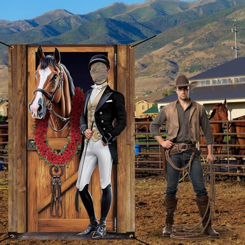 Tudomro Horse Racing Photo Props Background 6 x 4 ft Derby Party Decorations Run for The Roses Photography Banner Roses Horse Race Photo for Rose Race Party Supplies Equestrian Racetrack Props - style: Horse Racing