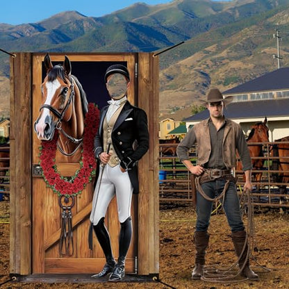 Tudomro Horse Racing Photo Props Background 6 x 4 ft Derby Party Decorations Run for The Roses Photography Banner Roses Horse Race Photo for Rose Race Party Supplies Equestrian Racetrack Props - style: Horse Racing