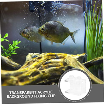 2pcs Transparent Acrylic Clips for Fish Tank Backdrop Durable and Easy to Install Aquarium Background Fixing for Aquariums and Tortoise Tanks