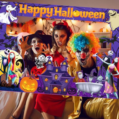 Halloween Photo Booth Props Kit, 16PCS Photo Props & Selfie Frame Halloween Party Decoration Supplies Dress Up Party Costumes Accessories for Photoshoot Selfie Props (Orange)