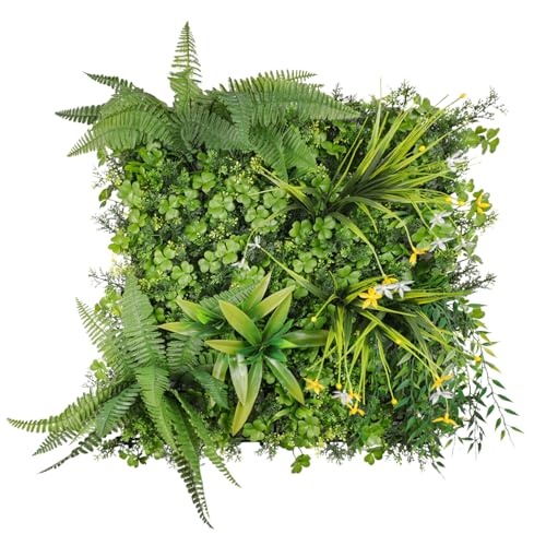 Patio 1PC-20"x20"Artificial Greenery Wall Panel, 3D Mixed Faux Boxwood Grass Panels Backdrop, Fake Plants Décor for Privacy Hedge Wall, Ivy Screens for Indoor Outdoor - color: Light Green, size: 20"x20"