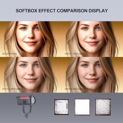 GVM Portable Square Softbox 40 * 40cm with Grid Diffuser Fast-Setup Bowens Mount Softbox Compact Photography Lighting Softbox for Photography Shooting Continuous Light Monolight Strobe Flash - size: 4040H