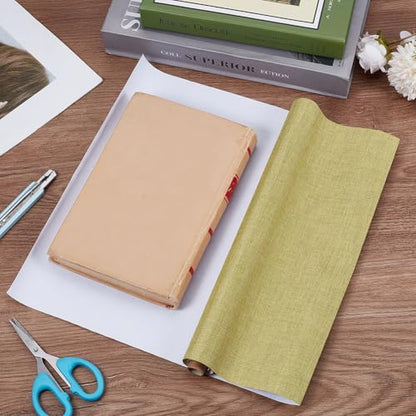 CRASPIRE 51 x 11.8 Inch Linen Book Cover Cloth Book Binding Cloth Polyester Surface Paper Backed Dark Khaki Woven Book Fabric for Books Album Scrapbooking Archival DIY Covering Bookbinding Protector - color: Dark Khaki