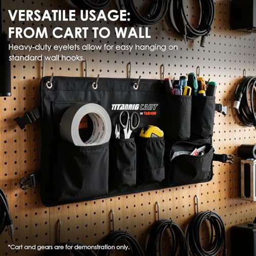 TARION Video Production Cart Accessories - Side Storage Bag Organizer for Titanrig Cart Base - Multi-Pocket Lens Cup Holder & Tool Pouch - Titanrig Saddle Bag - style: Accessory - Saddle Bag
