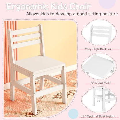 Costzon Kids Vanity, Girls Vanity Set with Lighted Mirror, Bookshelf, Drawer, Storage Cabinet & Shelves, Toddler Makeup Vanity Desk Dressing Table, Wooden Kids Vanity Table and Chair Set (White) - style: White with Bookshelf