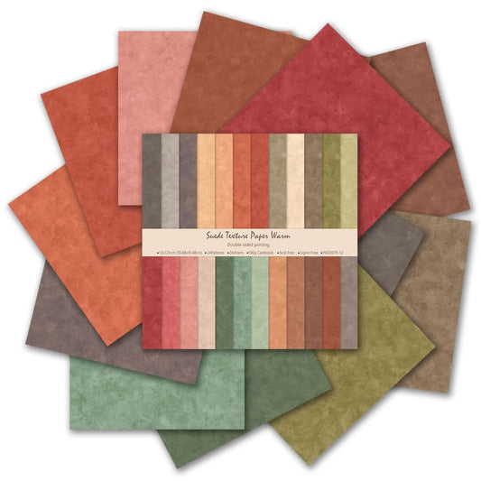 24 Sheets Scrapbook Paper Solid Colors - Double-Sided Earth Tone Craft Sheets for DIY Decorative Background Card Making Photo Album Junk Journal Decor, 12"x12" (Warm Earth Tone) - color: Warm Earth Tone