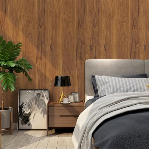 Decoroom Wood Grain Contact Paper Peel and Stick, Vintage Thicken Wood Contact Paper for Cabinets Furniture, Natural Wallpaper Self-Adhesive Removable Waterproof Vinyl Film 24in X 197 in - color: Brown, size: 23.6" x 197"