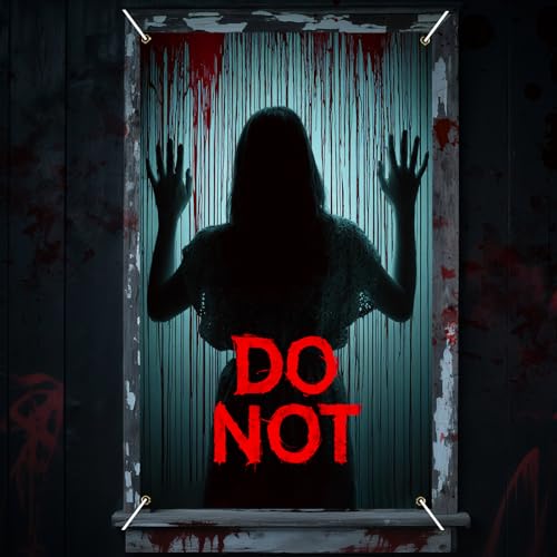 Nuxovilar Halloween Window Decorations, Shadow Behind Blood - Dripping Wall Halloween Window Cover for Indoor, Party, Haunted House, 31.5x47.3 Inches - color: Ri50144
