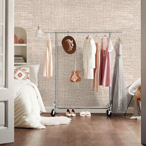 Khaki Grasscloth Peel and Stick Wallpaper 17.3"x480" Faux Linen Textured Contact Paper Removable Self Adhesive Vinyl Wallpaper for Bedroom Bathroom Kitchen Cabinets - color: Khaki, size: 17.3" x 480"