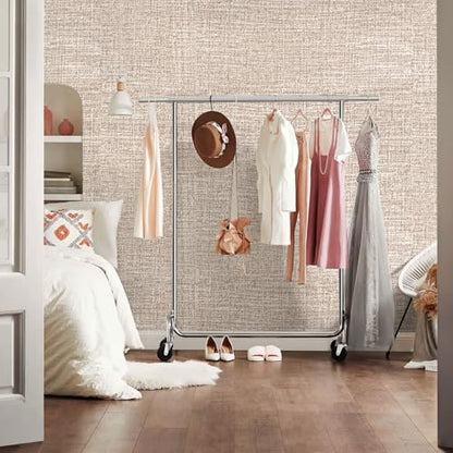 Khaki Grasscloth Peel and Stick Wallpaper 17.3"x1200" Faux Linen Textured Contact Paper Removable Self Adhesive Vinyl Wallpaper for Bedroom Bathroom Kitchen Cabinets - color: Khaki, size: 17.3" x 1200"