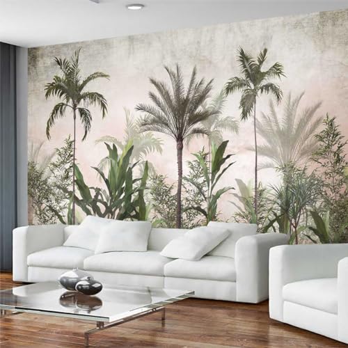 Tropical Greenery and Leaves Mural, Large Art Backdrop Wallpaper, Sofa Backdrop and TV Backdrop Wall Mural(Non-self-Adhesive) - color: 133, size: 127" x 77"