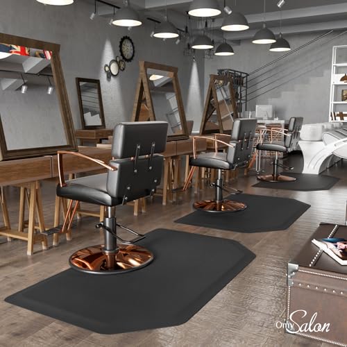 OmySalon Salon Mat for Hair Stylist 3’x5’x5/8'' Anti Fatigue Barber Floor Mat with Round Base, Salon Chair Mat for Hairdresser Standing, Barbershop Beauty Spa Styling Shampoo Equipment - size: 3'x5'x5/8''