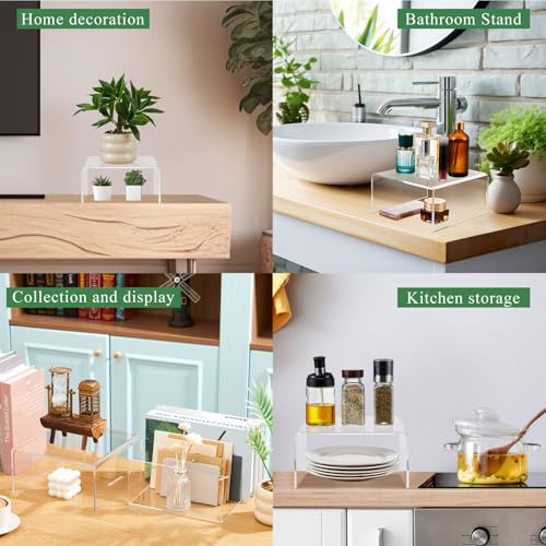 RattanView 2 Pcs 9 x 9 Inch Large Acrylic Risers Display Stands 5 mm Thick Acrylic Shelf Riser Showcase for Collectibles Jewelry Cupcakes Food Figures Perfume Cabinet (Clear) - color: Clear, size: 9 X 9 Inch, 5 Mm
