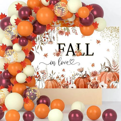 Mocsicka Fall in Love Backdrop Pumpkin Bridal Shower Background Boho Autumn Bridal Shower Party Decorations Banner Photo Studio Props