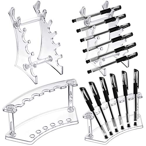 Teling 4 Pieces Pen Display Stand Acrylic pen Holder Clear Pen Stand Rack Organizer Nail Brush Holder Stand for Make Up Brush
