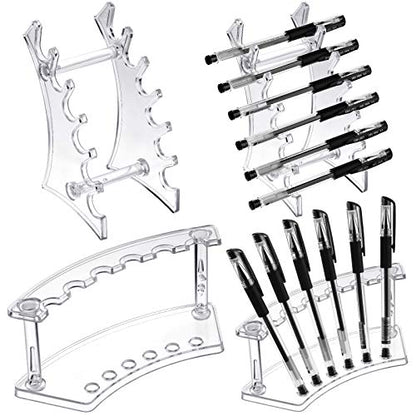 Teling 4 Pieces Pen Display Stand Acrylic pen Holder Clear Pen Stand Rack Organizer Nail Brush Holder Stand for Make Up Brush