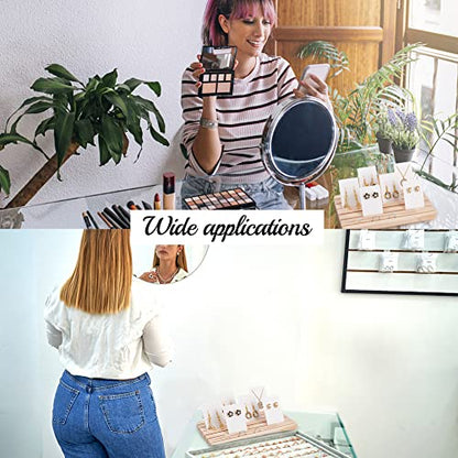 NBEADS Wood Earring Display Stands, 6 Slots Jewelry Earring Ring Display Holder Wood Earring Business Card Holder Display with 100 Pcs Jewelry Display Cards for Home Retail Store, 6.57x10.9 - color: 6 Slots Wooden 6.57x10.9"