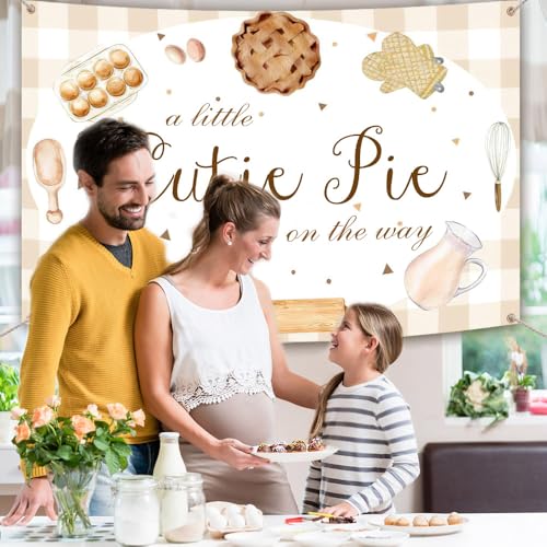 AIBIIN 10x7ft Baby Shower Backdrop - Little Cutie Pie is On The Way Photography Background - Party Decorations - Photo Booth Props - size: 10x7ft