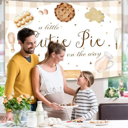 AIBIIN 10x7ft Baby Shower Backdrop - Little Cutie Pie is On The Way Photography Background - Party Decorations - Photo Booth Props - size: 10x7ft