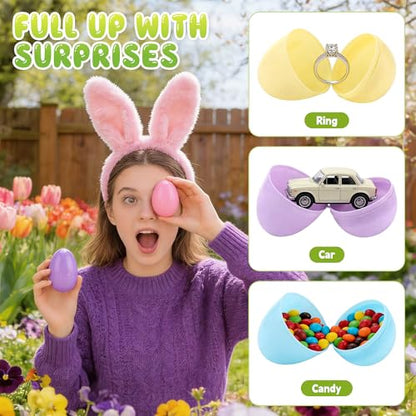 4 Set Easter Outdoor Party Games Easter Eggs Scoop Challenge Bucket for Family with 4 Bucket 4 Scoop 4 Eye Mask and 50 Easter Egg Bucket Blind Egg Challenge for Holiday Party