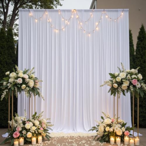 60ft x 14ft White Backdrop Curtains for Parties, Silky Photography Backdrop Wrinkle Free White Curtain Backdrop Drapes for Wedding Banquet Birthday Baby Shower Home Decor Background, 12 Panels - color: White, size: 5ft(W)x14ft(H),12panels