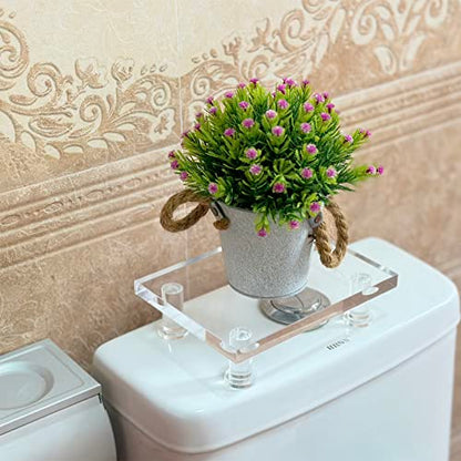 Acrylic Pedestal Tray Stand Riser for Bathroom Kitchen countertop, Clear Display Base Home Decor