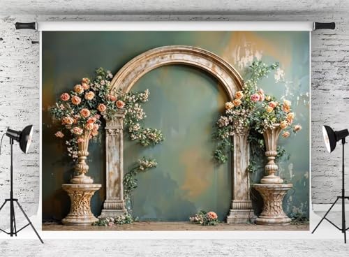Kate Floral Arch Photography Backdrops Green Wall Background Fine Art Vintage Photo Background Studio Props,20x10ft - size: 20x10ft