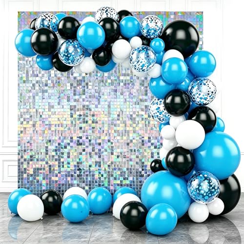 Iridescent Silver Shimmer Wall Backdrop,Shiny Sequins,36Pcs Sequins Backdrop Panels,Glitter Bling Photo Background for Birthday Party Wedding Engagement Anniversary Graduation (Each 1FT², Total 36FT²) - color: Iridescent Silver, size: 6 FT x 6 FT