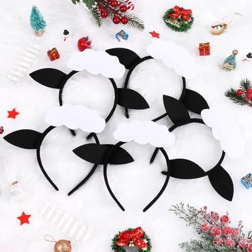 DIYASY 6 Pcs Sheep Ear Headbands, Plush Sheep Lamb Headband Farm Barnyard Animals Christmas Costume for Men Women Xmas Holiday Photo Props Party Decor