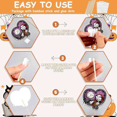 Halloween Photo Booth Props Kit, 16PCS Photo Props & Selfie Frame Halloween Party Decoration Supplies Dress Up Party Costumes Accessories for Photoshoot Selfie Props (Orange)