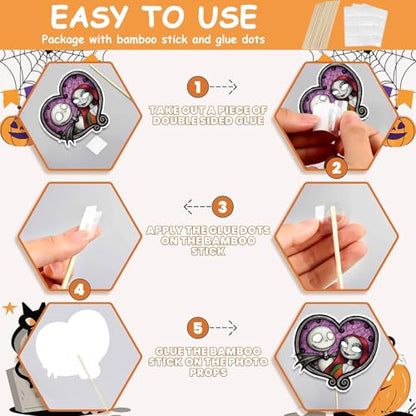 Halloween Photo Booth Props Kit, 16PCS Photo Props & Selfie Frame Halloween Party Decoration Supplies Dress Up Party Costumes Accessories for Photoshoot Selfie Props (Orange)