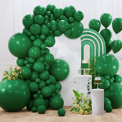 PartyWoo Dark Green Balloons 127pcs Different Sizes of 36 18 12 10 5 Inch Emerald Hunter Forest Green Balloon Arch Kit for Birthday Christmas Graduation Dinosaur Jungle Party Decorations Green-Y56 - color: Green-y56, size: PRO