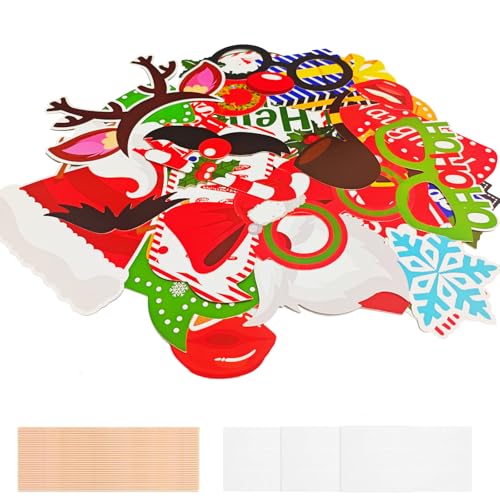 Garma 37pcs Christmas Photo Booth Props, Christmas Party Favors & Supplies Holiday Decorations for Kids Adults Xmas Birthday Party Gifts Accessories