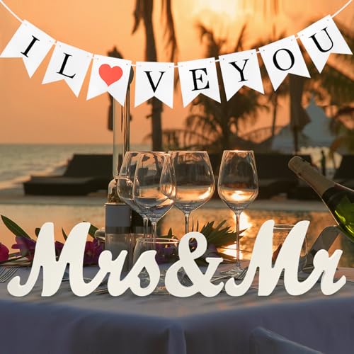 Just Married Banner Wedding Decorations, Marry Me, I Love You, LOVE Banners (4 Sets, 5.7x4.7 inches, White Paper) - color: White Paper (4 banner sets)