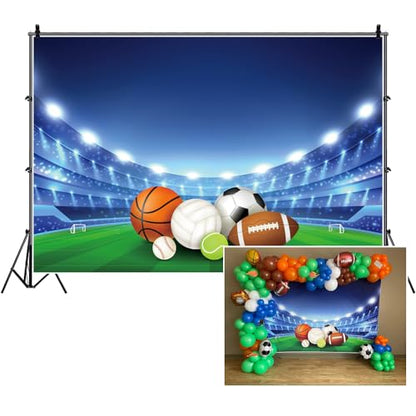 9x6ft All Stars Sports Backdrop - Outdoor Sports Theme Boy Kid Birthday Party Photography Background Stadium Field American Football Baseball Light School Game Banner Photo Studio Props - size: 9x6ft