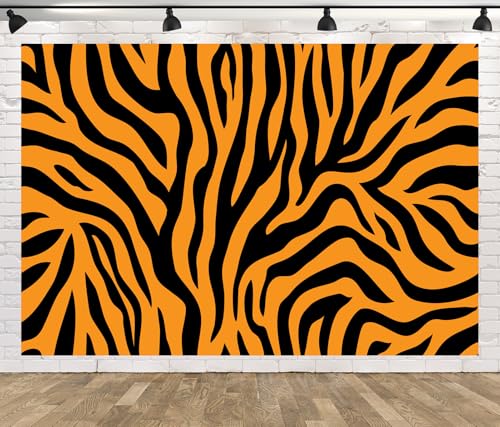 BELECO Fabric 12x10ft Tiger Print Stripes Backdrop Abstract Animal Print Texture Background Tiger Theme Party Decoraitons Kids Birthday Shoot Photo Props - size: 12x10FT