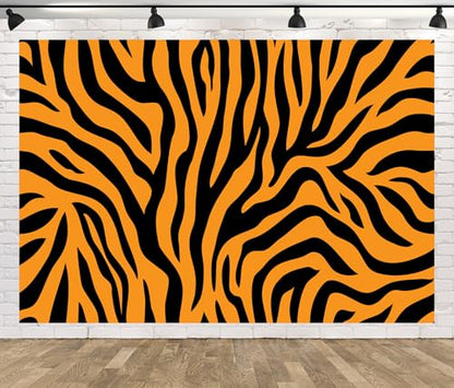 BELECO Fabric 12x8ft Tiger Print Stripes Backdrop Abstract Animal Print Texture Background Tiger Theme Party Decoraitons Kids Birthday Shoot Photo Props - size: 12x8FT