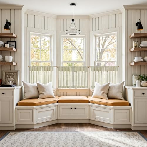 jinchan Linen Pinch Pleated Kitchen Curtains 24 Inch 2 Panels, Natural Linen Tier Curtains Back Tab Farmhouse Cafe, Light Filtering Small Window Drapes for Bathroom Laundry Room Oat - color: Pinch Pleated Oat, size: 26"W x 24"L (Pack of 2)