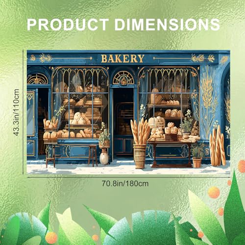 Vintage Bakery Backdrop Banner - Cozy Bread & Patisserie Shop Scene, Hanging Decor for Cafe Wall, Business Opening, Rustic Wedding Dessert Table - color: 190