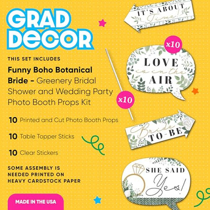 Big Dot of Happiness Funny Boho Botanical Bride - Greenery Bridal Shower and Wedding Party Photo Booth Props Kit - 10 Piece - color: Boho Botanical