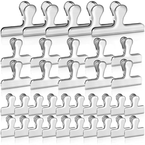 Bag Clips, 30 Pack Stainless Steel Chip Clips for Food, 3 Different Size Food Clip Heavy Duty Kitchen Snack Clamp Clip for Office Kitchen Home - color: Silver, size: 3 Size-30p