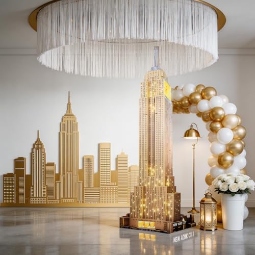 5.6 Ft Empire State Building Cardboard Cutout Life Size New York City Landmark Standee NYC Skyscraper Stand Up Backdrop Props for City Theme Party Decor Photo Booth Classroom Display - color: Empire State Building