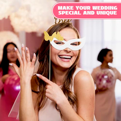 31Pcs Wedding Photo Booth Props – Funny Photo Booth Accessories with Variety Themes – Diverse & Vibrant Props For Photobooth, Designed to Elevate Wedding, Birthday & Party Photoshoots
