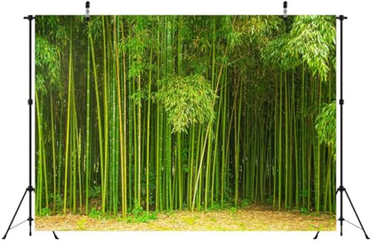 12x10ft Fabric Bamboo Forest Backdrop Park Green Bamboo Trees Forest Natural Texture Photography Background Natural Home Wallpaper Decor Photo Props - size: 12x10FT