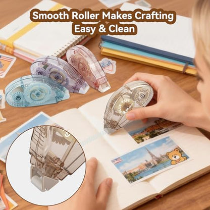 Double Sided Tape Roller 8 Pack - Scrapbook Tape Runner for Crafts, Scrapbooking, Journaling, Acid-Free & Photo-Safe Adhesive for Paper, Gift Wrap, School Projects, Mothers Day Gifts (0.3 in x 26 ft)