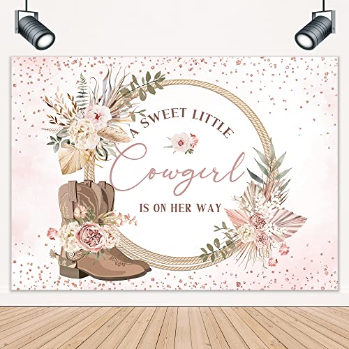 Cowgirl Backdrop 7Wx5H Feet Boho Western Country Floral Straw Rope Cowboy Wild West Girl Baby Shower Photography Background Decorations Photo Booth Studio Prop Fabric - color: Cow Girl, size: 7Wx5H